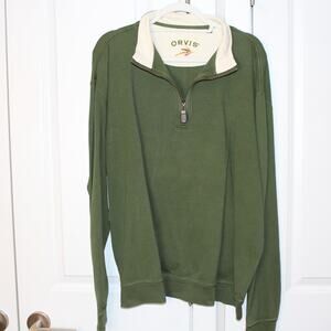 ORVIS Quarter Zip Pullover Green Sweater | XL